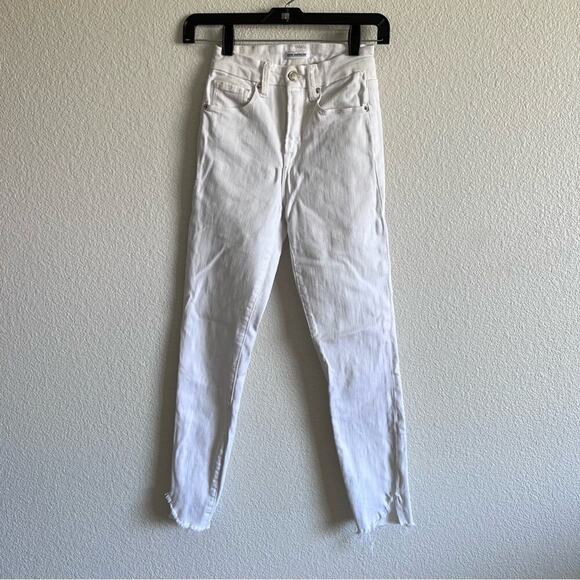Good American Good Legs Crop Stretch Cascade Hem White - Picture 1 of 16